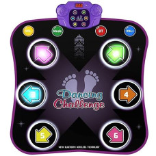 Flooyes Dance Mat Toys For 3-12 Year Old Kids, Electronic Dance Pad With Light-Up 6-Button Wireless Bluetooth, Music Dance With 5 Game Modes, Birthday Toys Gifts For 3 4 5 6 7 8 9 10+ Year Old Girls