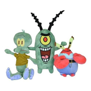 Good Stuff Spongebob Characters 6 Inch Squidward Plankton Mr. Krabs Stuffed Plush Toy Set