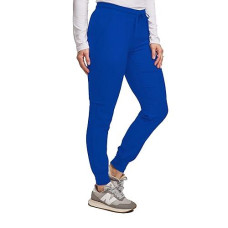 Green Town Scrubs For Women - Jogger Scrub Pant, Yoga Waistband, 4 Pockets, Stretch Fabric, Easy Care-Royal Blue/Electric Blue-X-Small