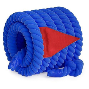 Tug Of A War Rope For Kids And Adult, Tag O War Ropes With Flag For Outdoor, Outside Carnival, Lawn, Field, Team Building Game, Safety Cord For School And Church, Blue 45Ft
