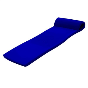 Trc Recreation Sunsation 1.75" Thick Vinyl Coated Foam Pool Lounger Swim Float Mat With Roll Pillow For Head And Neck Support, Navy Blue