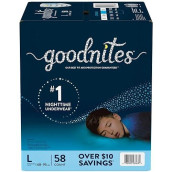 Goodnites Bedtime Underwear For Boys, Large (68-95 Pounds), 58 Count