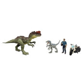 Jurassic World Dominion 3 Pack Figures & Dinosaurs, Owen Grady Motorcycle Yangchuanosaurus & Blue, Helmet & Tranquilizer, Ages 4 Years & Up