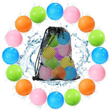 Reusable Water Balloons, Summer Toy Water Toy Baby Bath Toy For Boys And Girls, Pool Beach Toys For Kids Ages 3-12, Outdoor Activities Water Games Toys Self Sealing Water Splash Ball For Fun (16Pack)