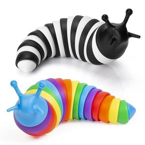 Whatook Fidget Slug, Articulated Sensory Slug Toy Makes Relaxing Sound, Caterpillar Fidget Toys For Kids Adults, Fidget Toys (2 Packs)
