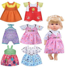 12 Inch Girl Doll Clothes And Accessories - 6 Sets Fashion Doll Clothes - Fit For 12 13 14 Inch Girl Doll - Include Doll Dresses Outfits, Jumpsuits(No Doll