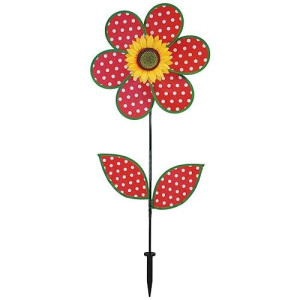 In The Breeze 2647 Inch Polk Leaves Sunflower Spinner, 16" Polka Dot