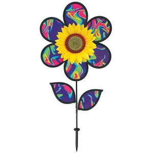 In The Breeze 2645 Inch Psychedlic Leaves Sunflower Spinner, 12 Blue Psychedelic
