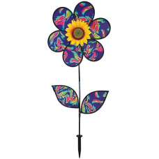 In The Breeze 2650 Inch Leaves Sunflower Spinner, 16" Blue Psychedelic