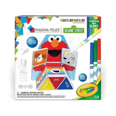 Createon Sesame Street Coloring With Elmo Doodle Tile Set, The Original Magnetic Building Tiles Making Learning Basic Colors Fun And Hands-On, Versatile Educational Toy For Children Ages 3 Years +