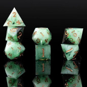 Sharp Edge Dnd Dice Set Handmade 7 Accessories Dice For Dungeons And Dragons Ttrpg Games, Multi-Sided Rpg Polyhedral Resin Sharp Edge Dice Roleplaying Games Shadowrun Pathfinder Mtg(Gradient Green)