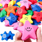 36 Pieces 1.6 Inch Colorful Smile Face Star Stress Balls Thank You Star Mini Foam Ball Stress Relief Balls Star Stress Toys For Birthday School Office Supplies Gifts Bag Fillers (Smile)