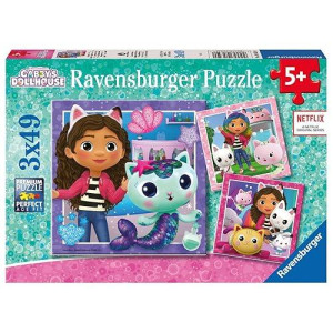 Ravensburger Gabby'S Dollhouse Jigsaw Puzzles For Kids Age 5 Years Up - 3X 49 Pieces - Presents For Children