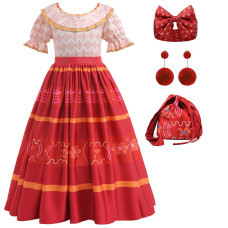 Jourpeo Magic Dress Costume Toddler Girls Cosplay Role Play Clothes Kids Halloween Stage Show Party Dress Up (6-7 Years, Red)