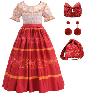 Jourpeo Magic Dress Costume Toddler Girls Cosplay Role Play Clothes Kids Halloween Stage Show Party Dress Up (6-7 Years, Red)