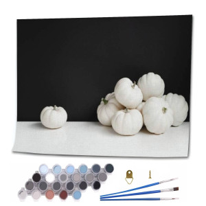 Oepwqiwepz Halloween White Pumpkin Black Minimal Trendy Copy Space Diy Digital Oil Painting Set Acrylic Oil Painting Arts Craft Paint By Number Kits For Adult Kids Beginner Children Wall Decor