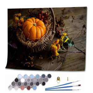 Oepwqiwepz Autumn Image Orange Pumpkin Diy Digital Oil Painting Set Acrylic Oil Painting Arts Craft Paint By Number Kits For Adult Kids Beginner Children Wall Decor
