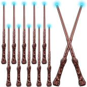 Jerify 10 Pieces Light Up Magic Wizard Wands Sound Illuminating Toy Wand 14.6 Inch Witch Wand For Kids Halloween Birthday Gifts Cosplay Party Costume Accessories (Brown)