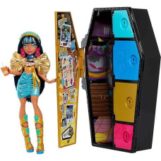 Monster High Skulltimate Secrets Doll & Clothes Accessories Set, Cleo De Nile With Dress-Up Locker & 19+ Surprises
