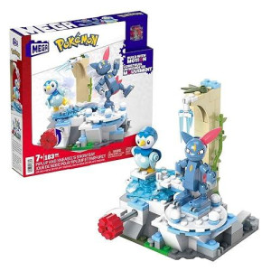 Mega Pokemon Action Figure Building Toys, Piplup And Sneasel'S Snow Day With 171 Pieces And Motion, 2 Poseable Characters, For Kids