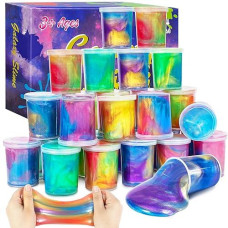 Eunvabir 24 Pack Galaxy Slime Party Favors Kit For Kids, Diy Non-Sticky Slimes Stress Relief Toys For Girls Boys, Christmas Valentine Birthday Classroom Prizes/Games/Gifts
