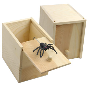 Rtudan Large Spider Scare Prank Box, Wooden Surprise Box Prank, Handmade Fun Joke Scarebox Toy, Surprise Money Spider In A Box, Prank Stuff For Kids Adults
