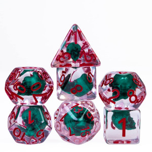 Udixi Polyhedral Dnd Dice Set, 7 Piece Skull D&D Dice For Dungeons And Dragons Rpg Mtg And Other Tabletop Games, D And D (Green Skull)
