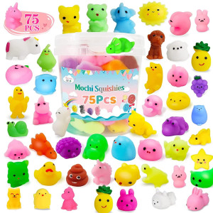 Smonnia 75Pcs Mochi Squishy Toys, Squishy Animals Toys For Party Decorations Favors, Kawaii Squishies Bulk Stress Relief Toys For Kids And Adults, Easter Stuffers Gifts For Boys Girls