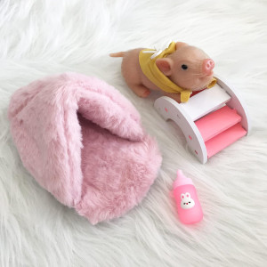 Volobe 5 Inches Silicone Piglet, Soft Mini Realistic Silicone Animals Pets With Silicone Piglet Accessories For Kids Boy Girl Birthday Gift (Dora)