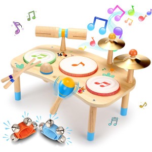 Oathx Baby Musical Toys For Toddler Kids Musical Instruments Girls Toys 14 Pcs, 1St Birthday Girl Gifts With Wood Xylophone Tambourine Maracas Egg Shaker Green