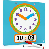 Scribbledo Writable Dry Erase Learning Clock For Kids Write & Wipe Demonstration Clock For Kids Learning To Tell Time Classrooms And Homeschool Supplies