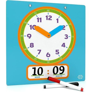 Scribbledo Writable Dry Erase Learning Clock For Kids Write & Wipe Demonstration Clock For Kids Learning To Tell Time Classrooms And Homeschool Supplies