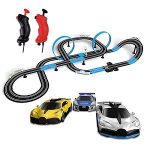Agm Mastech High Speed Series Dual Track Set, 8.4M Electric Track With 3 Vehicles Official Licensed Slot Car Racing, Comes With 2 Hand Controls And Track Parts And A Lap Counter.