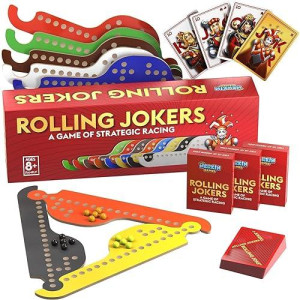 Rolling Jokers - Fun Twist On Jokers And Marbles Board Game For Families - Easy To Learn, Beautifully Crafted Wooden Game Set