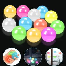 12 Pieces glowing Sticky Balls, Very Elastic Squishy Balls That glow in The Dark and Stick to The ceiling, ceiling Balls great for childrens Parties, Stress Relieving Balls for Stress and Anxiety