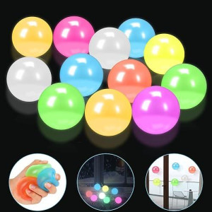 12 Pieces glowing Sticky Balls, Very Elastic Squishy Balls That glow in The Dark and Stick to The ceiling, ceiling Balls great for childrens Parties, Stress Relieving Balls for Stress and Anxiety