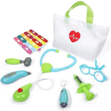 Phobby Kids Doctor Kit, 9 Pieces Kids Doctor Playset With Medical Storage Bag And Electronic Stethoscope, Pretend Play Doctor Toys For Toddler Boys Girls Aged 3 4 5 6