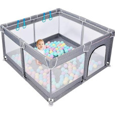 Baby Playpen, Large Baby Playard 51 * 51 * 27.5Inch, Baby Playpen For Babies Toddlers With Gate Outdoor Kids Activity Center With Anti-Slip Base, Sturdy Safety Playpen With Soft Breathable Mesh