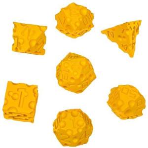 Dnd Cheese Dice 3D Printed 7Pcs Polyhedral Food Themed Dice Set Great For Dungeons And Dragons, Pathfinder, Tabletop Rpg, Mtg Game