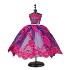 Fashion Ballet Tutu Dress For 11.5" Doll Clothes Outfits 1/6 Doll Accessories Rhinestone 3-Layer Skirt Ball Party Gown (Magenta)