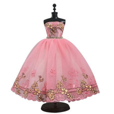 Fashion Ballet Tutu Dress For 11.5" Doll Clothes Outfits 1/6 Doll Accessories Rhinestone 3-Layer Skirt Ball Party Gown (Pink Flower)