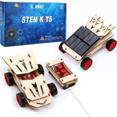 Cyoest 2 Set Stem Kit,Solar Model Car Building Project Science Experiment 3D Wooden Puzzle Craft,Wireless Remote Control Electric Motor Educational Diy Kits Age 8-10-12-14 & School Project Bulk