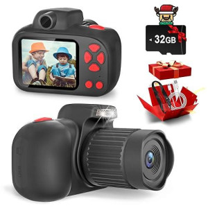 Temodu Kids Camera Best Birthday Festival Toys Gifts For Girls Boys Age 3-12 Year Old Digital Camera For Kids Toddlers Kids Selfie Camera Hd Digital Video Camera For Girls With 32Gb Sd Card(Black)