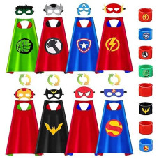 Txxplv Super Hero Capes For Kids And Masks Double Side Superhero Costumes For Boys Halloween Cosplay Birthday Party (4 Pcs)