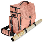Enhance Collector'S Edition Rpg Adventurer'S Dnd Bag - Dragon Hide Exterior Travel Rpg Bag With Tabletop Miniatures Storage Vault, Mat Holder, Dnd Dice & Token Pockets, Fits 4-8 Books (Dragon Pink)
