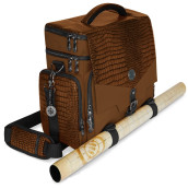 Enhance Collector'S Edition Rpg Adventurer'S Dnd Bag - Dragon Hide Exterior Travel Rpg Bag With Tabletop Miniatures Storage Vault, Mat Holder, Dnd Dice & Token Pockets, Fits 4-8 Books (Dragon Brown)