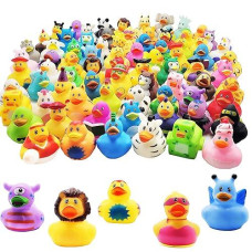 Chochkees Assorted Rubber Ducks Toy Duckies For Kids And Toddlers, Bath Birthday Baby Showers Classroom, Summer Beach And Pool Activity, 2" Inches (25-Pack)