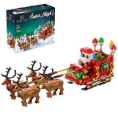 Christmas Santa'S Sleigh Building Sets,Santa Claus And Christmas Reindeer Figures Building Blocks Bricks Set Toys For Kids Ages 6+,Suitable For Christmas And Birthday Gifts