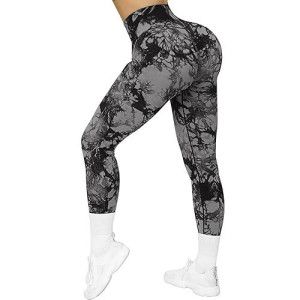 Ruuhee Women Tie Dye Seamless Leggings Scrunch Butt Lift High Waisted Workout Yoga Pants(Medium,588Black Tie Dye)
