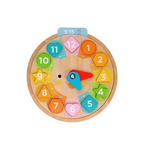 Petit Collage Multi-Language + Counting + Colors Wooden Learning Clock